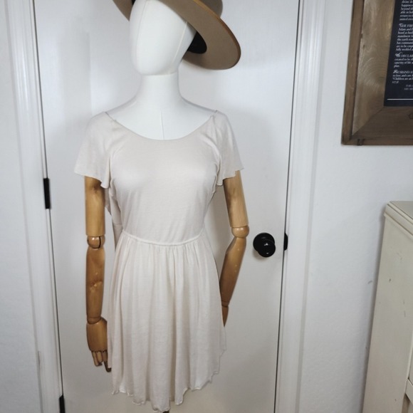 Free People Beach Linen Blend Mini Dress Size Small Flutter Back Detail Resort - Picture 1 of 11